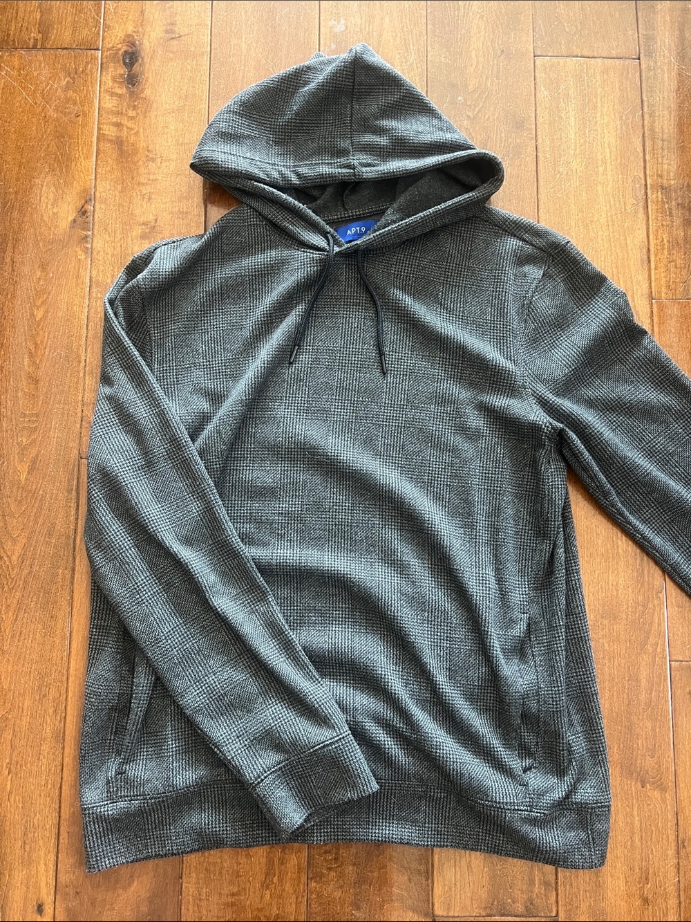 Apt. 9 Men's Charcoal Plaid Hooded Pullover